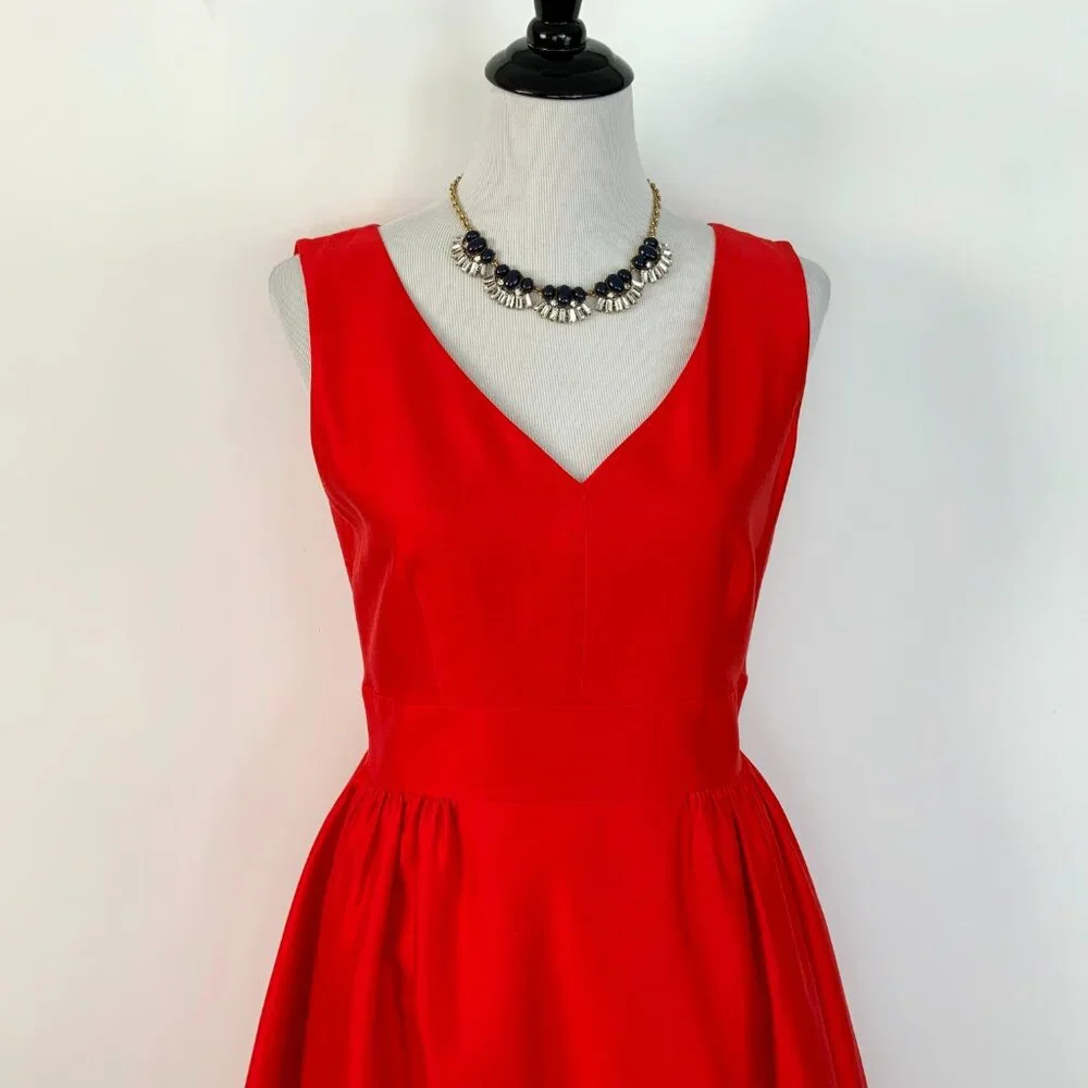 Kate Spade New York Red Heritage it & Flare Silk Dress Sz 8